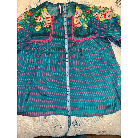 BLANK LONDON ANTHROPOLOGIE MIRANDA BOHO FLORAL PRINT FLOWY OVERSIZE PEASANT TOP - Picture 9 of 10
